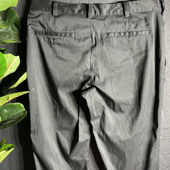Nike Golf Dri-Fit Pants Mens 34x32 Black‎ Flat Front Poly Blend Straight Leg Zip - Picture 15 of 16